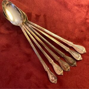 6 Silverplate Iced Tea Spoons w/ H Monogram Wm Rogers Memory Pattern | 1960s